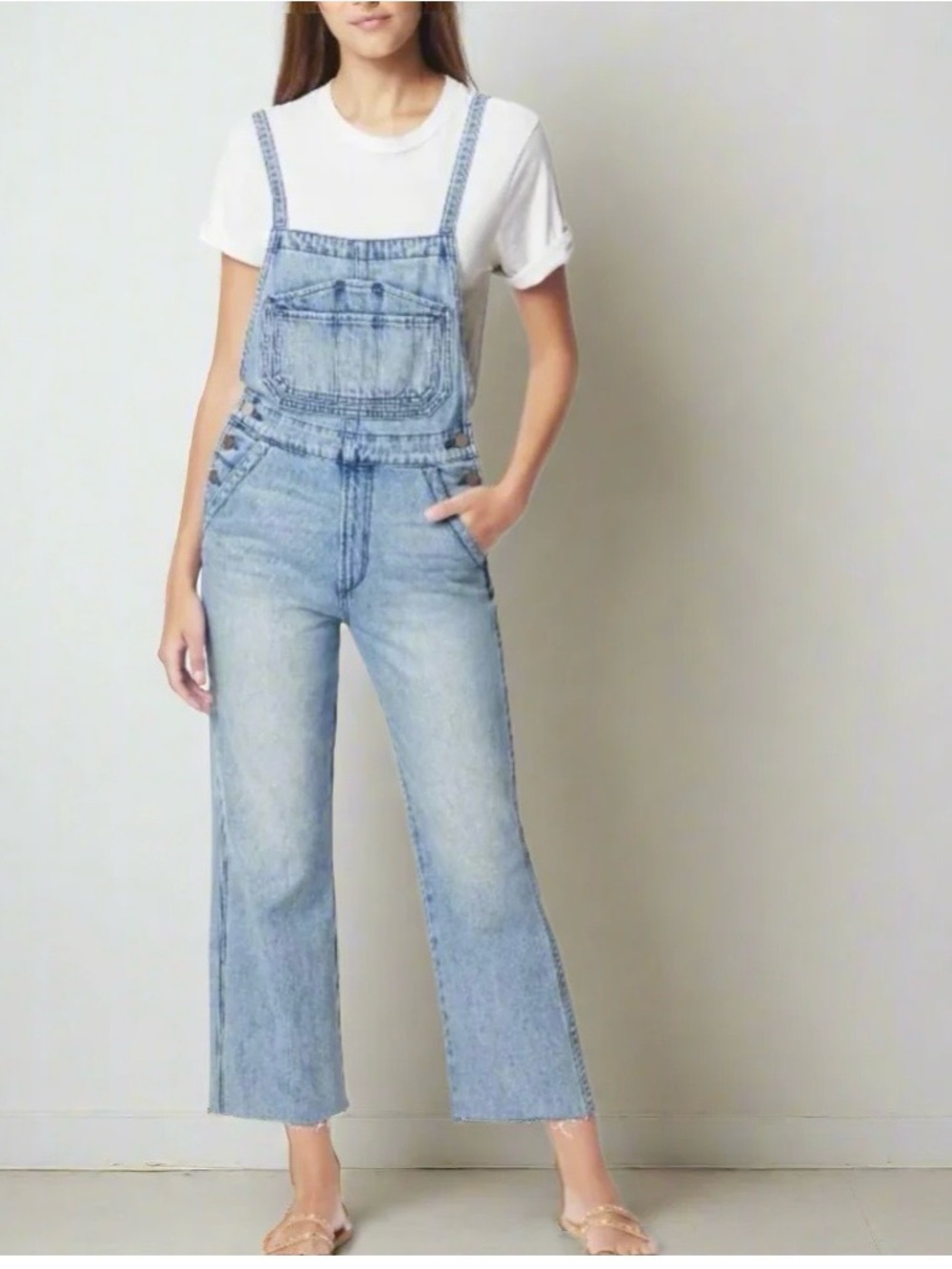 Joe's Jeans Wide Leg Denim Overalls Crop